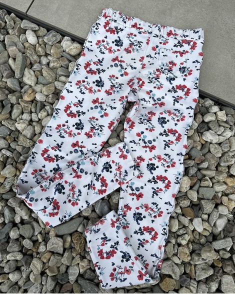 Legíny dětské Petit Bateau bílé s květinkami